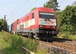 420 14 (223 034-0) der EVB mit Containerzug in Fahrtrichtung Norden.