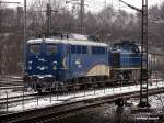 zweimal EVB : 140 759-2 und eine G 1700 BB waren abgestellt am 24.01.14 beim bhf hh-harburg