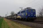 EVB 140 759 mit BLG Autotransportwagenzug am 07.03.2014 in Bremen-Mahndorf gen Hannover.