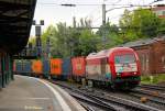 EVB 420 013 mit einem Containerzug am 07.05.2014 in Hamburg Harburg.