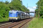 EVB/MWB 140 774-1 fährt am 22.06.2014 mit einem BLG-Autozug aus Lehrte kommend durch Ahlten.