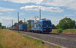 192 101 der EGP führte am 11.08.19 einen Containerzug durch Brehna Richtung Bitterfeld.