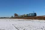 192 102 EGP mit einem offenen ARS-Zug bei sonnigem Wetter nähe Etelsen am 12.02.2021