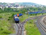 EGP 218 205-3 ( 9280 1218 205-3 D-EGP ) beim zusammenstellen eines Containerzuges in Gera am 18.5.2021