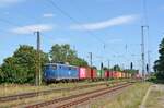 139 285 der EGP führte am 14.08.21 einen Containerzug durch Saarmund Richtung Potsdam.