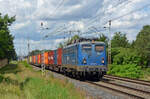 139 285 der EGP schleppte am 14.07.24 einen Containerzug durch Wittenberg-Labetz Richtung Falkenberg(E).