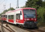 650 567-0+798 610-1 als Sonderzug 20321 von Warnemnde nach Pritzwalk bei der Ausfahrt in Rostock-Bramow,Leerzug nach Warnemnde.08.08.2015