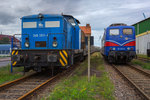 Press Lok der BR 346 und EGP Lok der BR 151  im Anschluss des Hafen's in Stralsund.