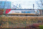 EP Cargo Lok 187 085 mit Raumschiff Design in Stralsund auf dem Bahnhof Rügendamm.