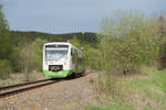 VT 306 der Erfurter Bahn als Zug von Blankenstein nach Saalfeld zwischen Harra und Bad Lobenstein, 28.04.2018