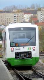 Elster Saale Bahn VT 322 steht in Gera Hauptbahnhof.