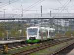 Der VT 311 + VT 320 der Erfurter Bahn fahren hier aus Hofer Hauptbahnhof zum Abstellgeis.