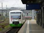 Der VT 320 der Erfurter Bahn steht am 28.04.2013 im Hofer Hauptbahnhof.