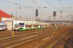 EB VT 308 und weitere Triebwagen der Erfurter Bahn, am 08.03.2015 bei der Wochenendruhe am Bw der Erfurter Bahn in Erfurt Ost.