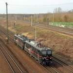 140 789 und 140 772 der EBS rollten am 28.03.21 Lz durch Holzweißig Richtung Bitterfeld.