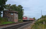 EBS - Erfurter Bahnservice Gesellschaft mbH, Erfurt 118 719-4 / 228 719-1 in Zauschwitz / Pegau mit der Übergabe aus Knautnaundorf Beton Werk nach Zeitz 19.10.2021