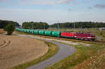 FWK/EBS 143 936 & 848 am 27.07.2023 mit einem Getreidezug nach Mukran in Teschenhagen.