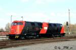 228 757-1 der Erfurter Bahn Service GmbH nahm sich am 21.2.2011 in Rathenow eine Auszeit.Eine Gewhnungsbedrftige Farbgebung