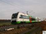 Zum Jubilum  150 Jahre Werrabahn  fand am 2. November 2008 auf der Strecke zwischen Lichtenfels und Sonneberg Sonderfahrten mit einen historischen Personenzug, gezogen von 52 8195-1, statt. Des weiteren wurde im Coburger Bahnhof ein Bahnhofsfest mit einer Fahrzeugausstellung und mehreren Informationsstnden veranstaltet. Das Bild zeigt VT 201 der Erfurter Bahn auf den Weg zur Fahrzeugausstellung im Coburger Bahnhof auf der Strecke zwischen Haarbrcken und Rdental.