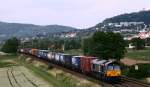 Von ERS wird Class 66 16 eingesetzt, die am 14.06.08 den DGS 40125 von Rotterdam Maasvlakte nach Melzo bespannte und am frhen Abend bei Grosachsen-Heddesheim unterwegs ist.