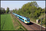 Osnabrück Hellern am 21.4.2018: Um 12.37 Uhr ist eine Doppeleinheit der Eurobahn mit ET 8.07 an der Spitze von Münster kommend auf dem Weg zum HBF Osnabrück.