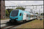 Der ET 4.04 der Eurobahn verlässt hier Hengelo am 16.08.2019 um 13.37 Uhr mit dem Ziel Bielefeld.