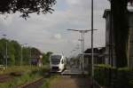 Eurobahn VT 2.10 erreicht am 3.5.2014 um 16.52 Uhr den Endbahnhof Rahden.