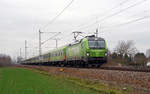 193 231 führte am 07.02.20 den Flixtrain Stuttgart - Berlin durch Gräfenhainichen Richtung Wittenberg.