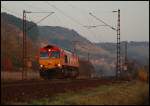 Diese Class66 der HGK (DE 669) fuhr am Abend des 25.Okt 2008 Lz in Richtung Norden.