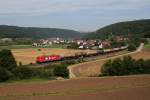 185 605 der HGK mit einem Kesselwagenzug am 19.08.2009 bei Dollnstein im Altmhltal.