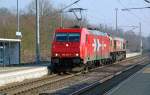 185 632 der HGK durchfhrt zusammen mit DE 669 am 22.02.11 Burgkemnitz Richtung Bitterfeld.