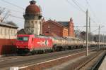 185 632-7 mit Ganzzug Gaskesselwagen am 09.03.2011 in Rathenow