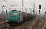 HGK 185 575 mit Kesselwagen Richtung Rathenow (NVR-Nummer: 91 80 6185 575-8 D-HGK, gesehen Stendal 25.03.2011)