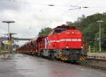 Eine Fuhre Schotterwagen brachte diese MAK G1700BB von HGK/LDS am 24.06.2011 durch Eichenberg in Richtung Norden.