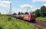 Mit einem Kesselwagenzug rollte 185 630 am 22.06.13 durch Grokorbetha Richtung Halle/Leipzig.