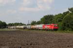 HGK 185 605 mit einem Kesselwagenzug am 10.07.2013 bei Mnchen Feldmoching.