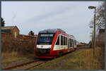 640 125-0 der HANS verlässt am 05.02.2023 den Endpunkt Tangermünde Richtung Stendal.