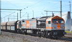 hvle Tiger  V330.4  (NVR: 92 80 1250 004-9 D-HVLE) mit einem Ganzzug Selbstentladewagen am 18.03.20 zum Personalwechsel Magdeburg Hbf.