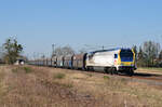 264 007 der hvle schleppte am 20.03.22 den Kalkzug aus Blankenburg nach Spreewitz durch Jütrichau Richtung Roßlau.