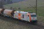 285 001 luft als Brems- und Schiebelok an einem Kalkesselzug zwischen Httenrode und Rbeland; 08.04.2008 