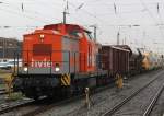 V160.2 (203 014-6) hvle-Havellndische Eisenbahn AG mit berfhrung des noch nicht zugelassenen ODEG-Kiss von Rostock Hbf nach Eberswalde.30.11.2012 