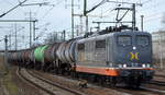 Hectorrail mit  162.010  Name: Biberkopf (NVR-Nummer: 91 80 6151 063-5 D-HCTOR) mit Kesselwagenzug (leer) Richtung Stendel am 13.02.20 Bf.