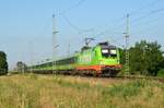 Mit dem FLX 1326 von Leipzig nach Hamburg rollt 242 503 ( 182 503) von Hectorrail am Morgen des 26.06.23 durch Gräfenhainichen Richtung Berlin.