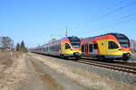 HLB Stadler Flirt 429 549 und 429 542 begegnen sich am 24.02.18 bei Karben (Wetterau)