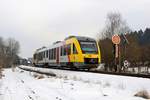 HLB VT 265 (648 165/665) als RB 90 (61734)  Westerwald-Sieg-Bahn  Westerburg - Siegen Hbf ist am 04.03.18 in Bellingen unterwegs.