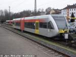 Ein Gtw(Baureihe 646) der  Hessische Landesbahn  steht abgestellt in  Friedberg.