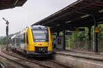 Ein Tfz Br 648 VT 613 im Bahnhof Weilburg.