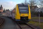 HLB Alstom Lint41 VT624 am 08.02.25 in Butzbach abgestellt von einen Gehweg aus fotografiert