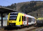 HLB-VT 503, ein LINT 41 der neuen Generation (1648 103) fährt, aus Bad Berleburg (NRW)kommend, im rheinland-pfälzischen Betzdorf ein.