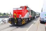 Hafenbahn Frankfurt am Main Krauss Maffei MH05 Lok D1 mit Pendelzug am 21.07.24 auf der Hafenbahn zum Osthafen Festival